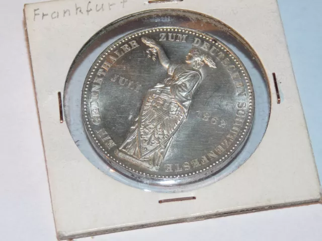 Gedenkthaler 1 Taler zum Deutschen Schützenfest Frankfurt 1862 silber Münze TOP