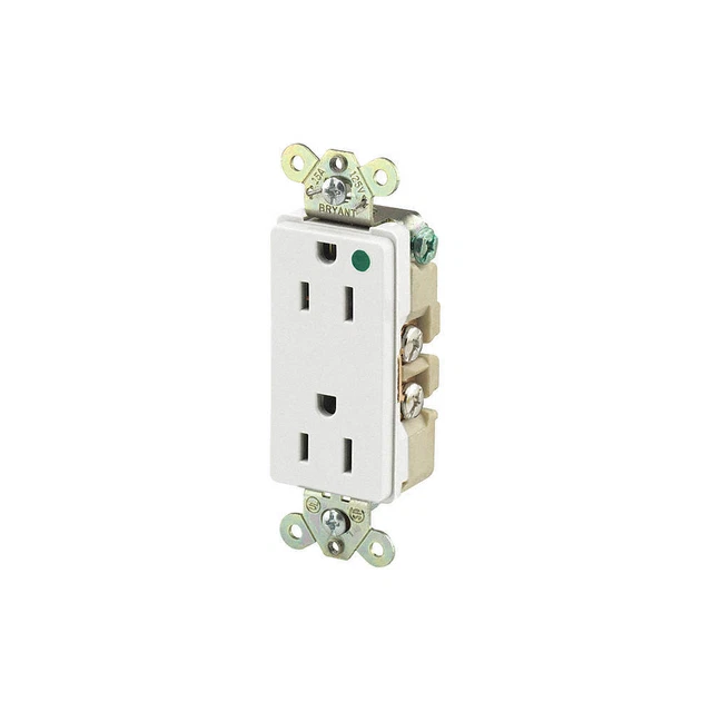 GRAINGER APPROVED 9200W Receptacle,White,15A,125VAC,Flush Mount