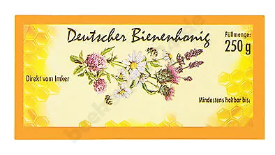 Honig-Etikett orange m. Wabenmotiv, 250 g, nassklebend, 100 Stück