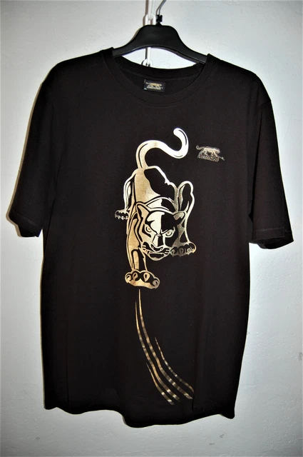 MODE T-SHIRT Homme AIRNESS Noir APPLIQUE Panthère OR Haut YEUX