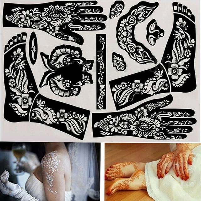 INDIA HENNA TEMPLATE Hand Body Art Tattoo Stencils Reusable Temporary