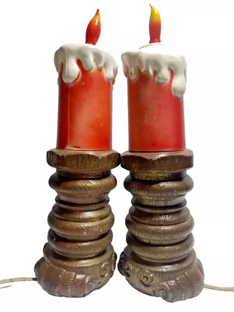 Vintage Empire 1969 Christmas  Pillar Candles 11” Blow Mold Tested Tabletop