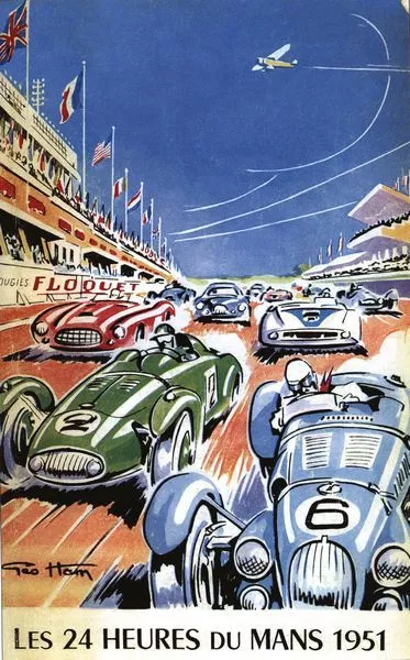 Vintage 1951 Le Mans 24 Hour Race Motor Racing Poster A3/A2/A1 Print