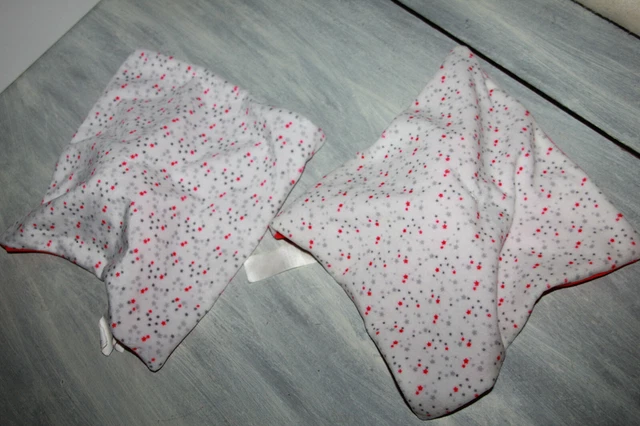 Doudou Obaibi Lapin  Plat Rouge  Gris Blanc Etoile Lot De 2 Neuf 2