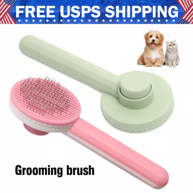 Pet Hair Remover Dogs Cats Massage Brush Grooming Deshedding Comb Self Cleaning