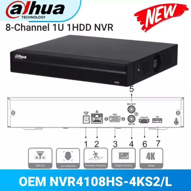 Dahua NVR4108HS-4KS2/L 8 Channel Network Video Recorder for Home Security Camera