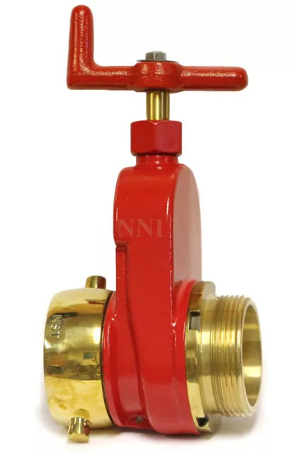 NNI 2-1/2" NST NH FIRE HYDRANT HOSE GATE VALVE Polished Brass Trim 3