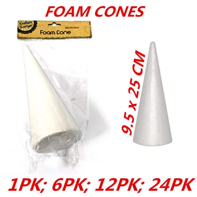 Styrofoam Cones Craft Polystyrene Shape Form Foam Decorating Modelling Art Large