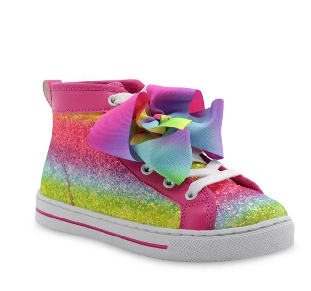 Nickelodeon Multi Glitter Stripe High Top Sneaker Girls Size 3 NWT