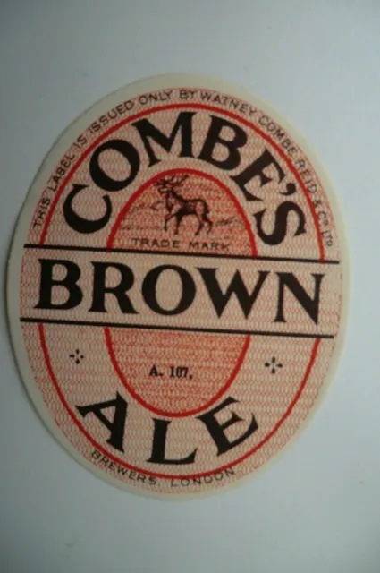Mint Combe's London A107 Brown Ale Brewery Beer Bottle Label