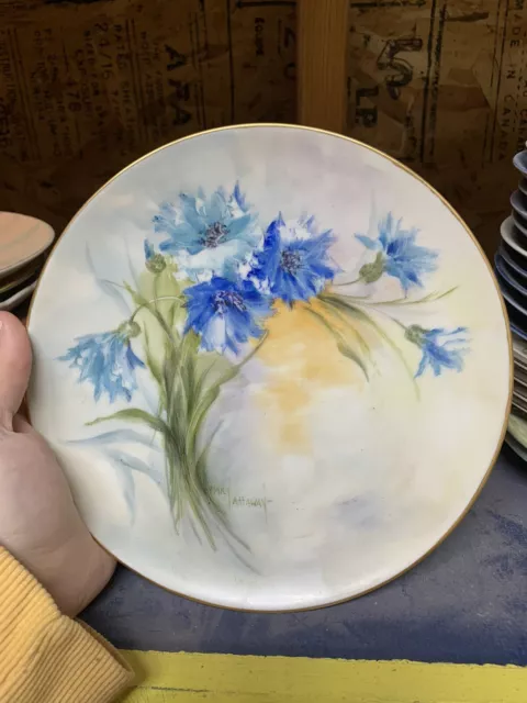 Hutschenreuther 1812 Mary Attaway Pastel Blue Flower Porcelain Collector Plate