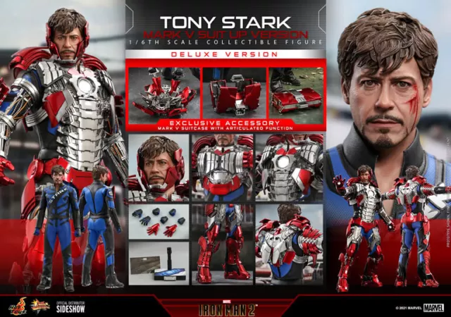 Hot Toys Iron Man 2 Tony Stark Mark V Suit Up Version Deluxe 1/6 Figure In Stock