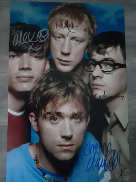 Authentic Blur Fully Signed Autographed 12 X 8 Photo Albarn Coxon Coa Real