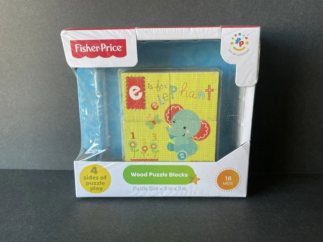 Fisher Price Wood Puzzle Blocks 3 Inch 4 Sided