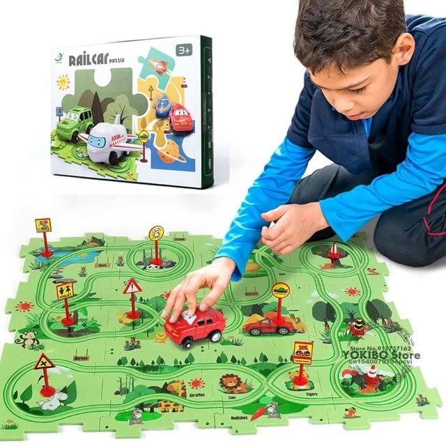 Plastic DIY Rail Car Building Toys Fun Educational Puzzle Play Set  Children