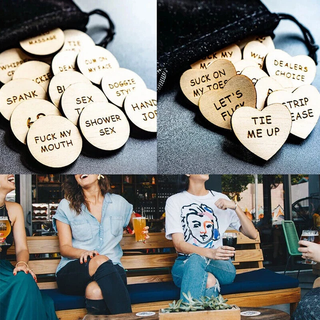 20 Piece Funny Wooden Valentine Tokens - Romantic & Sexy Gift Set, Fun Couples Game