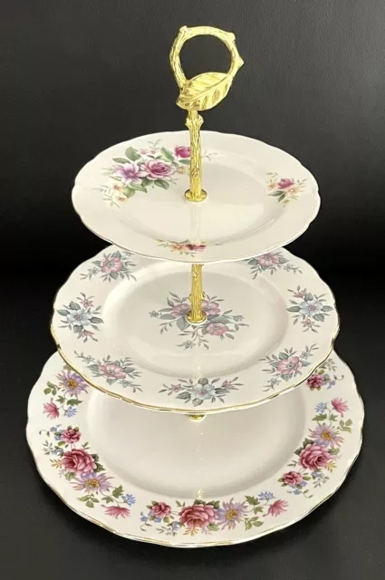 Beautiful Vintage Queen Anne Serenade & Colclough Large 3-tiered Cake Stand