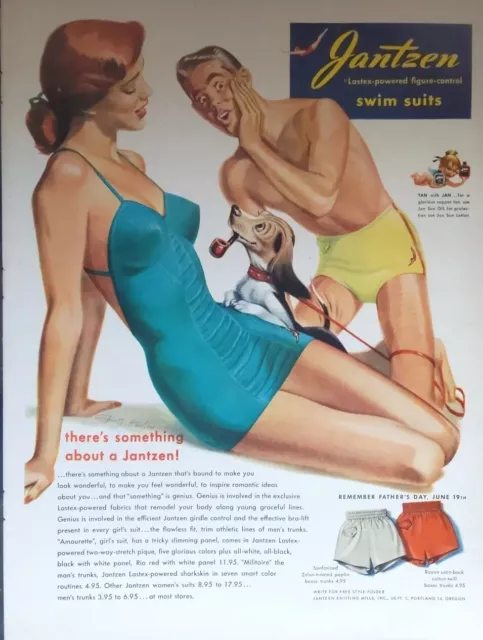 1949 vintage jantzen swimsuit print ad. Post World War II.