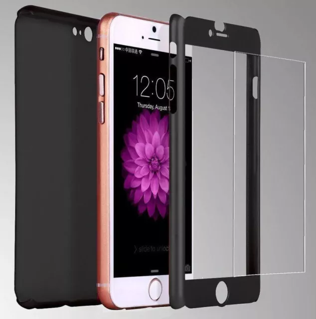 NEW HYBRID 360° HARD THIN CASE + TEMPERED GLASS COVER 4 IPHONE 5 6 7 7Plus 5S SE