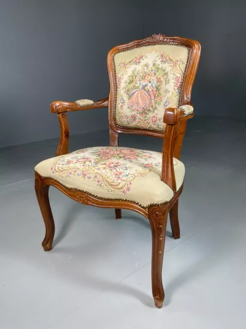 EB6441 Vintage Danish Fauteuil Lounge Chair Floral Upholstery Louis Style VCLO