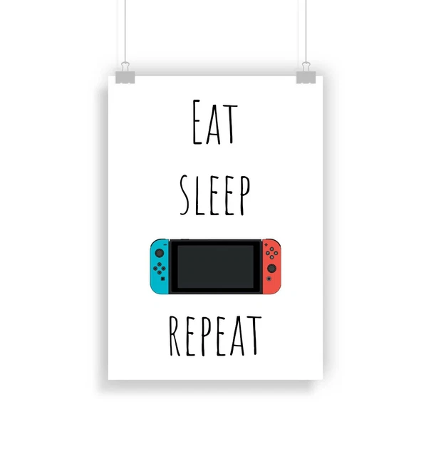 Eat Sleep Nintendo Switch Repeat Print, Gaming, Gift, Gamer, Gifts, Poster, Art