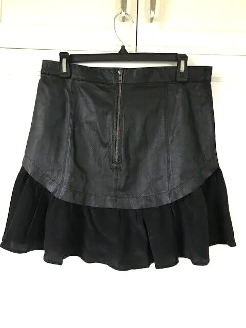 PJK Patterson J Kincaid NWT Leather Silk Toby Skirt Sz M A-Line Black Short 2