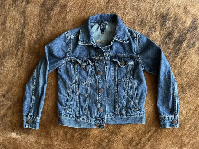 Gap Kids Long Sleeve Denim Blue Jean Trucker Jacket Boys Size Medium M