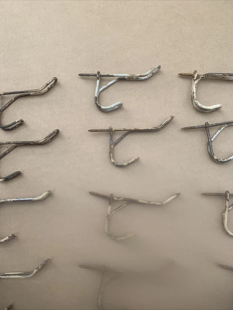 Vintage ~ WIRE HOOKS ~ Steel ~  Screw In ~  Lot Of 17 Coat/Hat 4