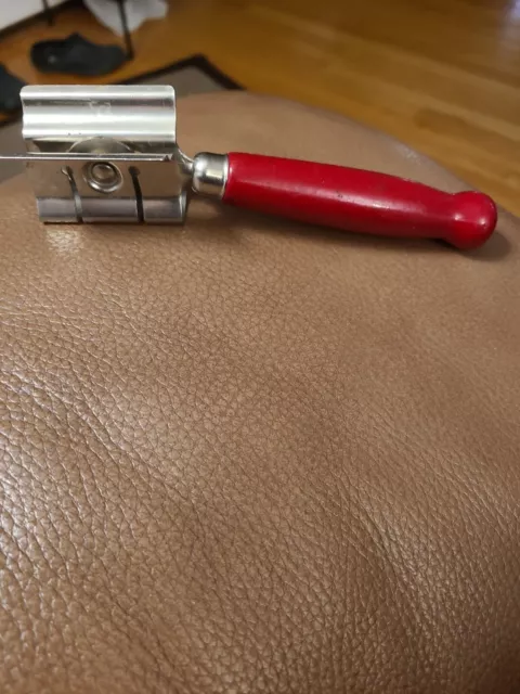 Vintage ECKO  A&J Knife Sharpener Pull Through with Red Wood Handle