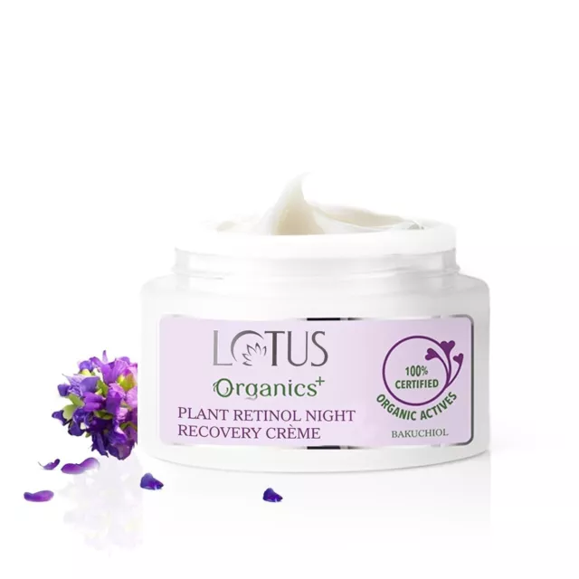 Crème de nuit récupératrice au rétinol végétal Lotus Organic + Bakuchiol...