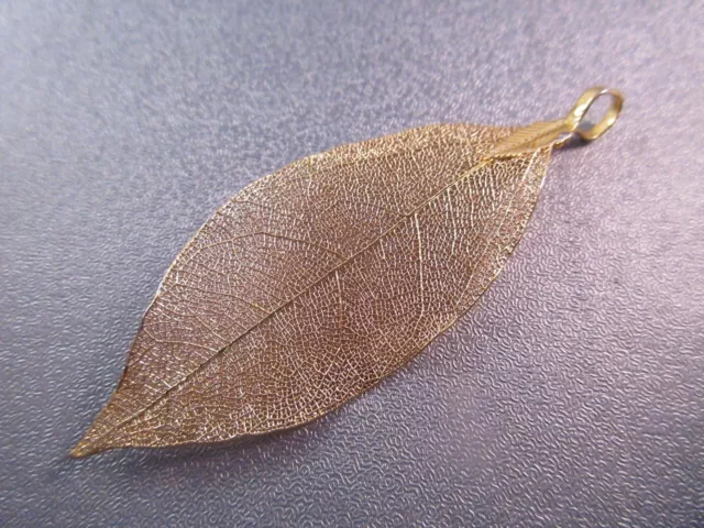 Real Walnut Leaf Pendant Dipped Gold Plated 1pc