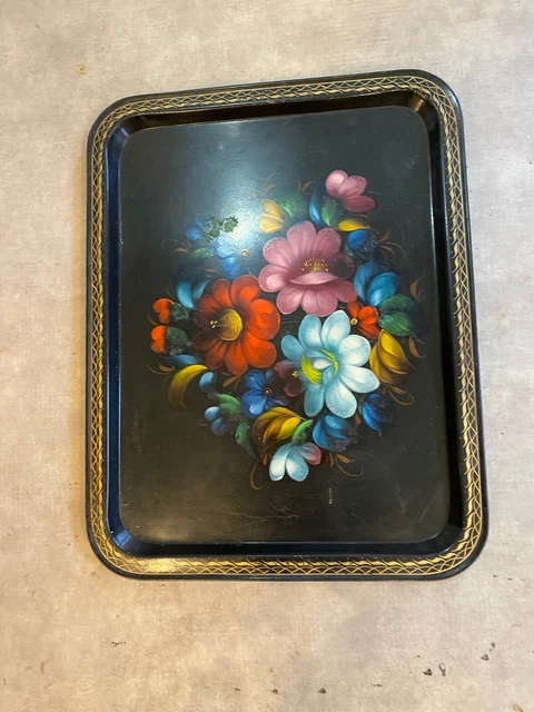 ANCIENNE CAFETIÈRE TOLE émaillée décor coquelicots, fleurs EUR 55,00