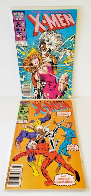 Lot Of 2 1986 The Uncanny X-Men # 214 #215 Marvel 25th Stan Lee Super Sabre