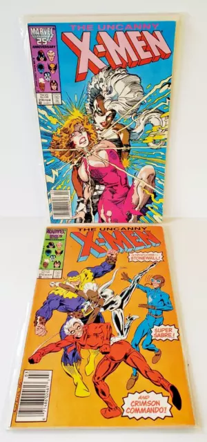 Lot Of 2 1986 The Uncanny X-Men # 214 #215 Marvel 25th Stan Lee Super Sabre