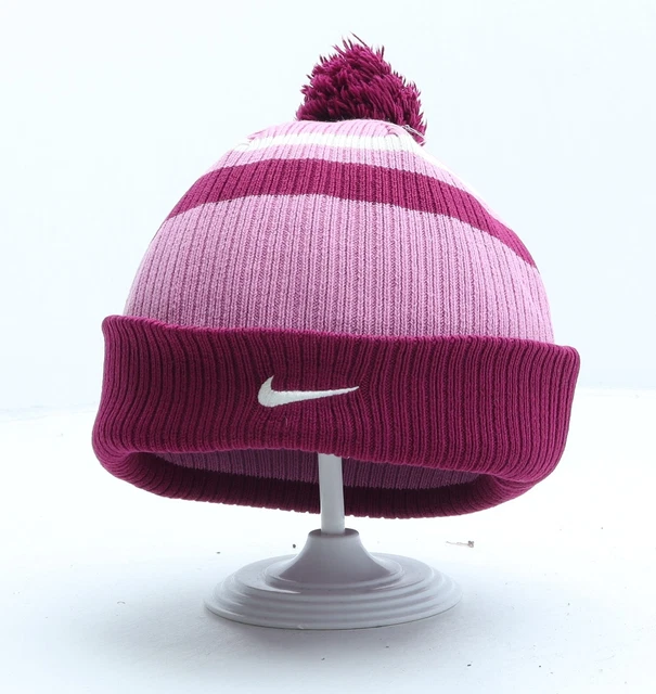 Cappello a bobble acrilico Nike per ragazze rosa a righe taglia unica