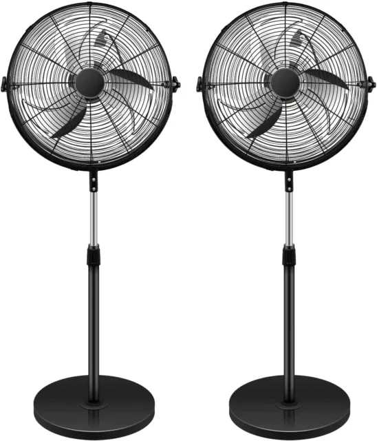 2Pack Simple Deluxe 20 Inch Pedestal Standing Fan High Velocity Heavy Duty Metal