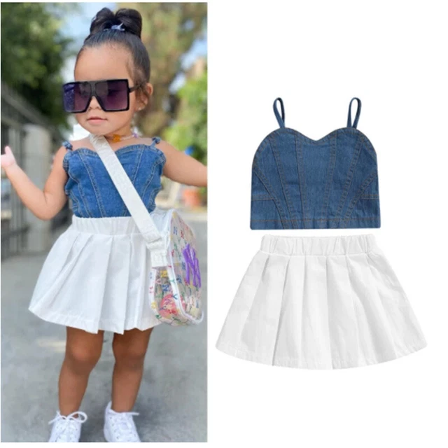 Toddler Kids Girls Tank Vest Skirt Dress Outfit 2pcs Set Summer Clothes 1-5Years