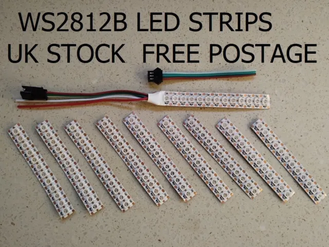 10 x 12 LED Strips 5V WS2812B 5050 RGB 144/m  for Arduino, Rasp Pi, Freepost