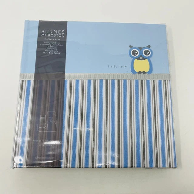 Burnes of Boston Little Boy 4x6 or 5x7 Photo Picture Album Baby Scrapbook Blue