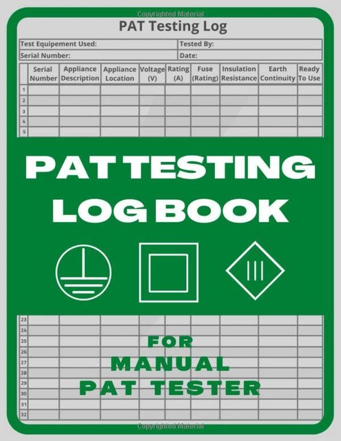 Pat Testing Book: manuale di test per dispositivi portatili per tester PAT manuali