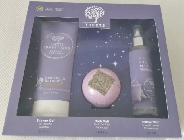 Wellness-Geschenkset 3-tlg Lavendel 1 x Duschgel 1 x Badebombe 1 Kopfkissenspray 2