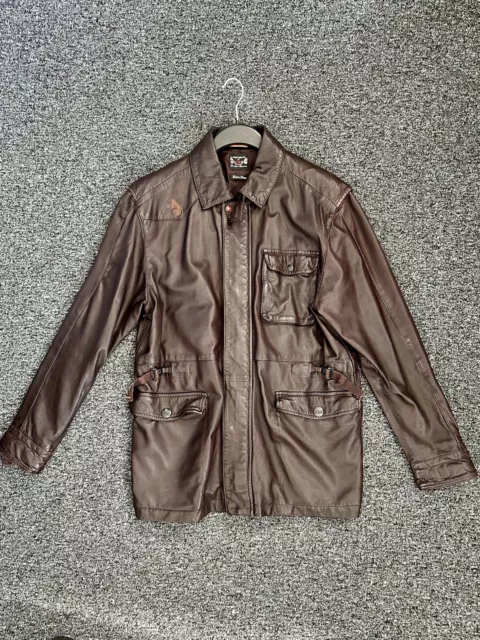 Luke brown men's leather field coat / jacket XL brand new without tags