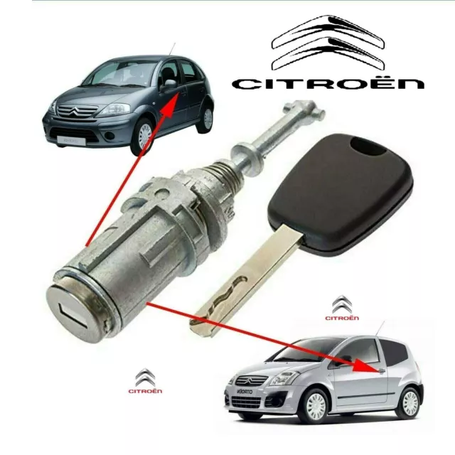 Cilindretto serratura porta sinistra per  CITROEN C3 C2 blocchetto 2 CHIAVE