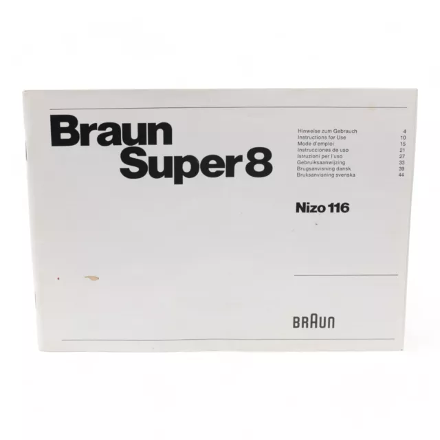 Braun Super 8 Nizo 116 Manual de Uso Instrucciones