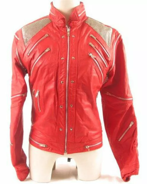 Michael Jackson Beat it "MJ Beat it" Real Leather Jacket with real metal mesh