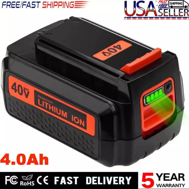40V Lithium Battery for Black and Decker LBXR36 4.0AH 40-Volt Max LBX2040  LSW36