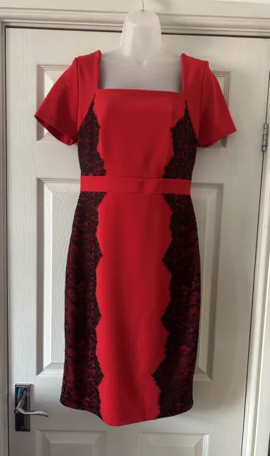 Bodycon abito in pizzo Marks And Spencer 12 occasione sera rosso manica corta