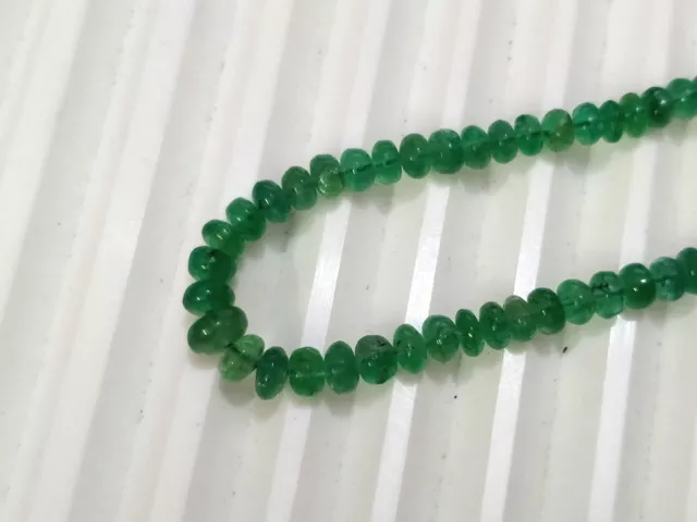 Natürlich Sambianischer Smaragd Halskette 3 MM Perlen Fein Edelsteine 16 " 2