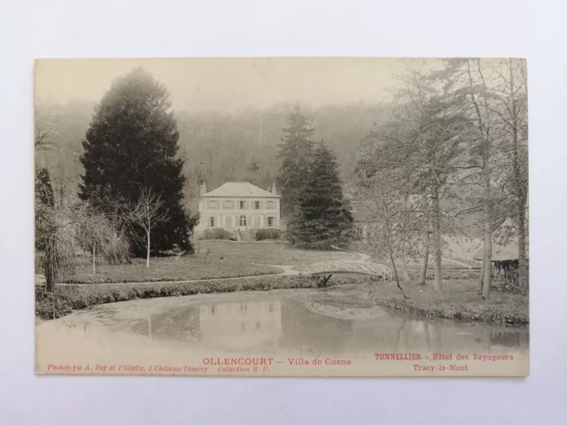 cpa TRACY le MONT Oise OLLENCOURT VILLA de COSNE Hôtel des Voyageurs TONNELLIER