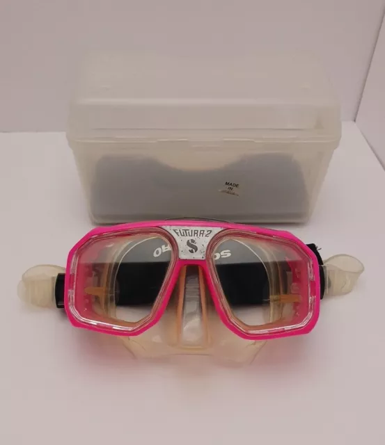 Scubapro Futura 2 Frame Diving Goggles Mask Crystal Pink W/ Case Made In Italy